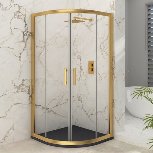 Brushed brass quadrant shower - brass,