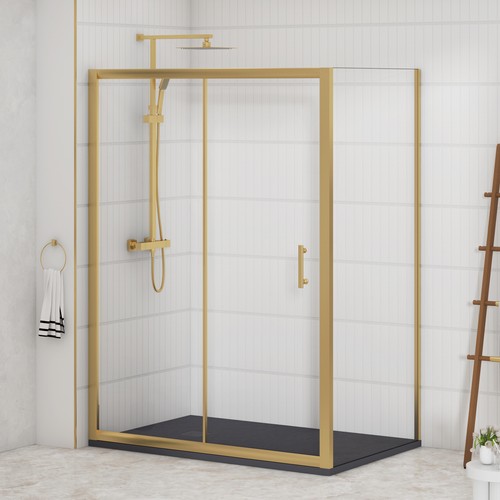 Brass sliding door - sliding, shower